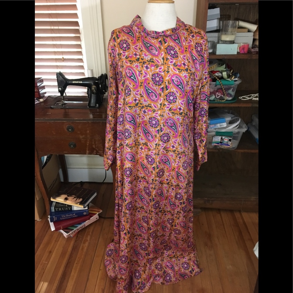 1960s handmade 100% silk dress, hippy chic